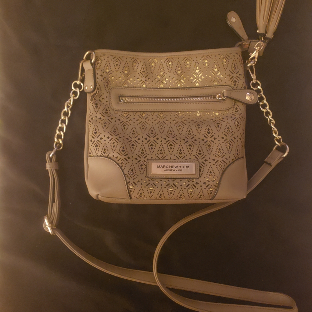 Marc New York Beige Crossbody Bag with Chain Strap